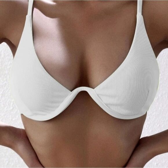 White Sexy Plunging Underwire Pushup 2-piece High cut leg Bikini - Picture 10 of 15